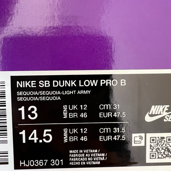 ✔️New✔️ NIKE Dunk Low SB Pro B 'Sequoia' - Picture 10 of 10